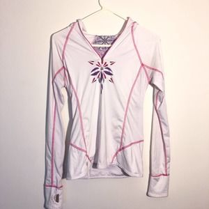 ATHLETA WORKOUT JACKET WHITE PINK PURPLE DRIFIT XS